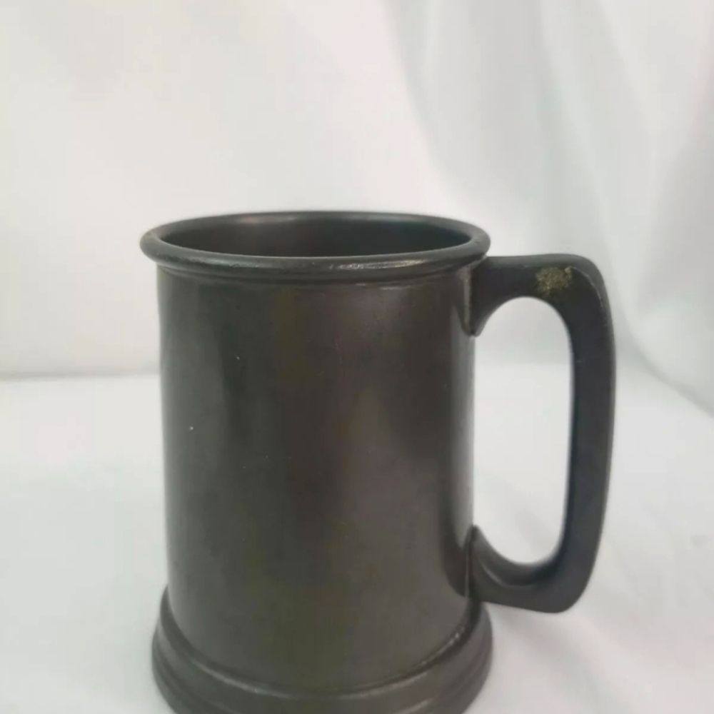 Classic Vintage Black Mug English Pewter Stein, Phillip Aldershot, Glass Bottem
